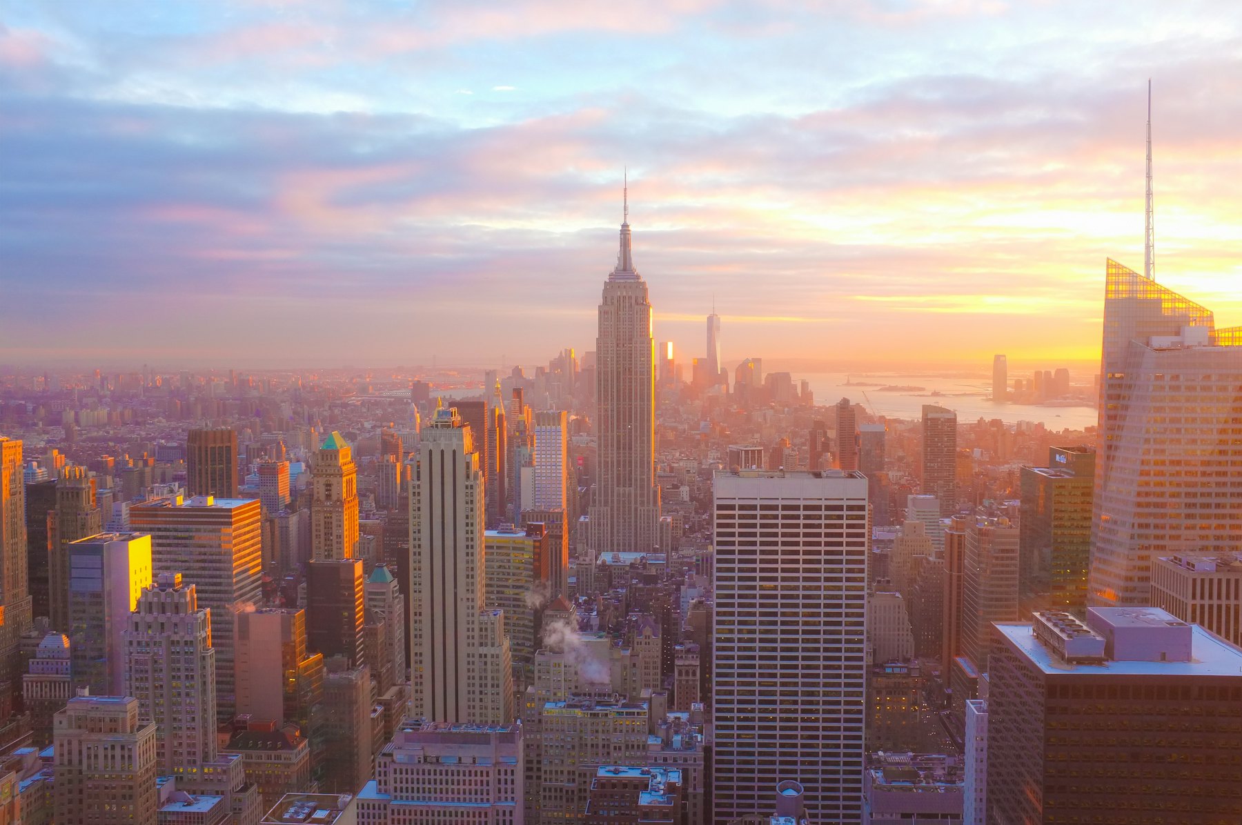 New York skyline at dusk