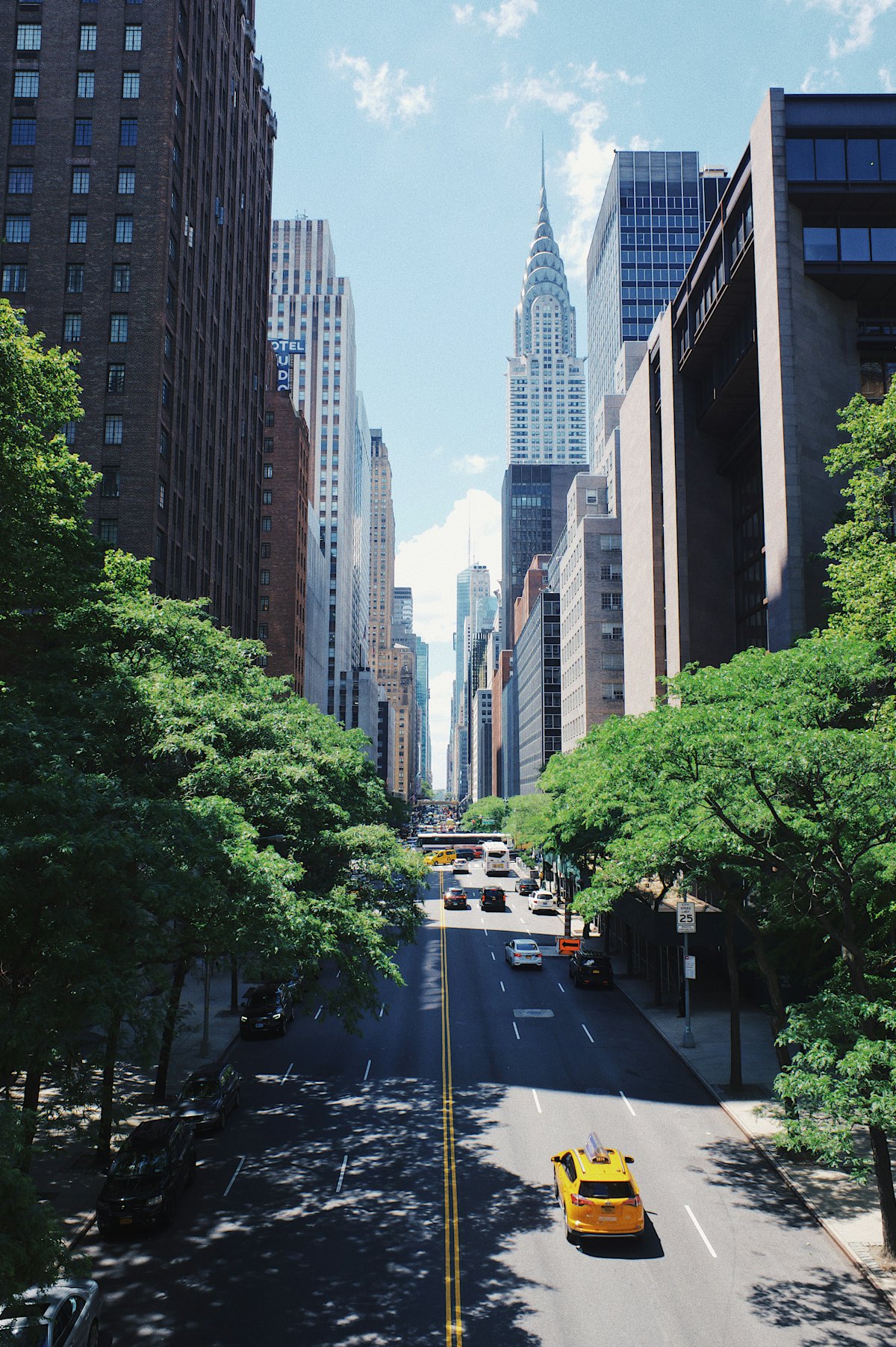 Looking down a Manhattan avenue
